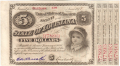 United States Of America State of Louisiana Bond, 5 Dollars, 1878